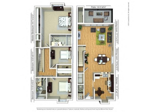 a floor plan of a house with two bedrooms